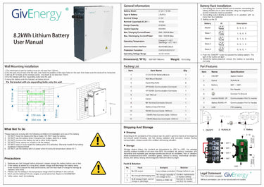 GivEnergy 8.2kWh Battery tech specs